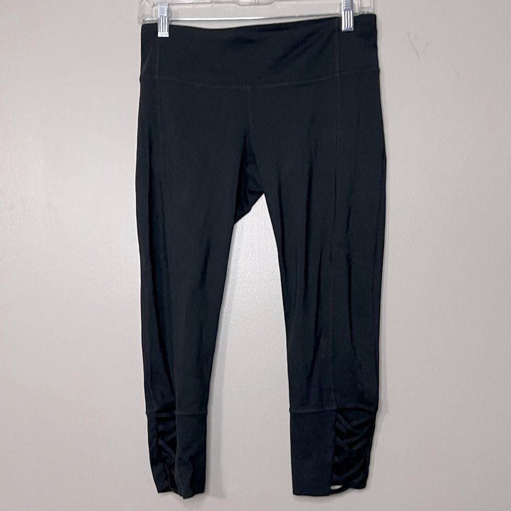 Athleta black crop length cropped workout athletic leggings women's size S